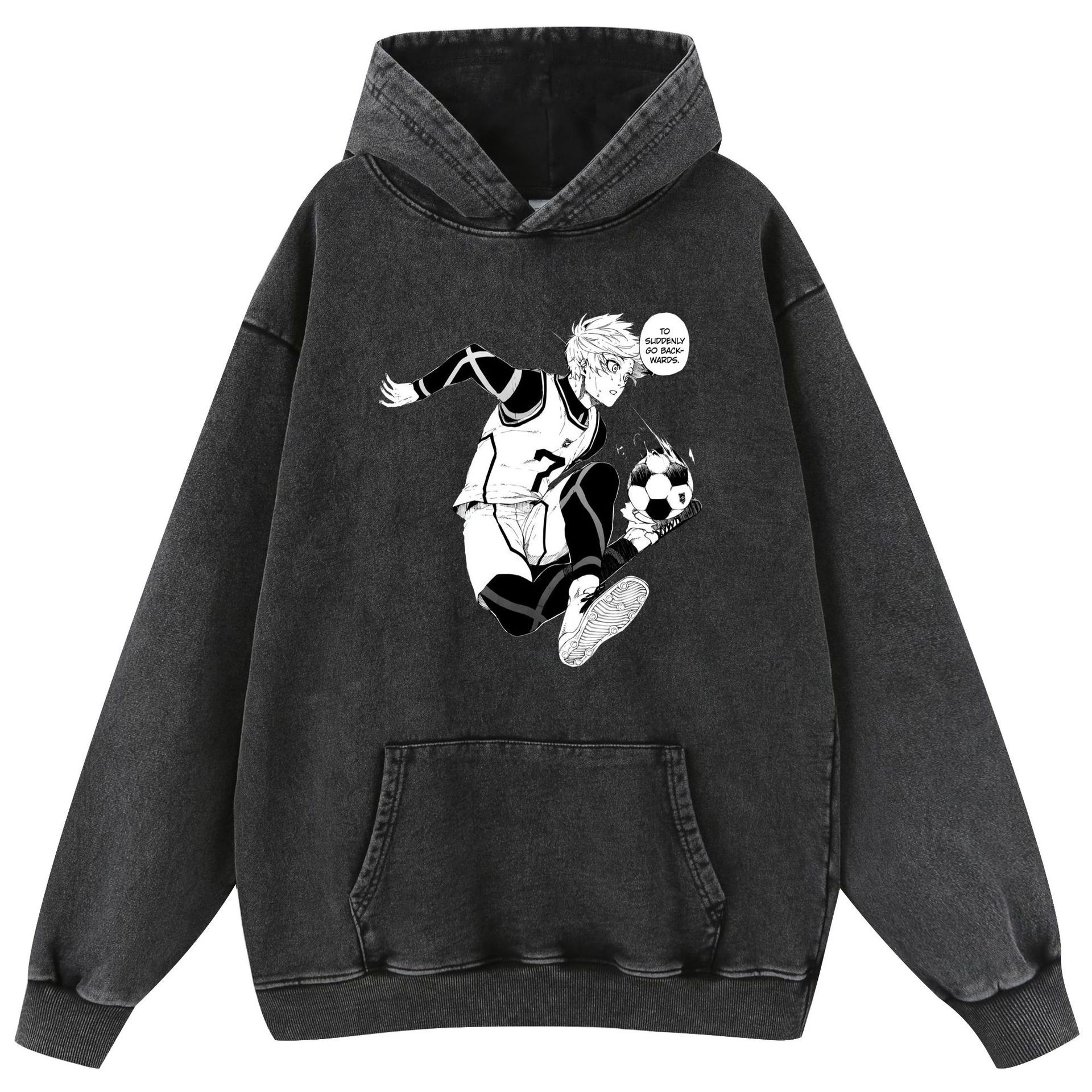 Transfronterizo nuevo estilo BLUE LOCK azul prisión lavado retro viejo algodón suéter con capucha para hombres y mujeres sudadera con capucha