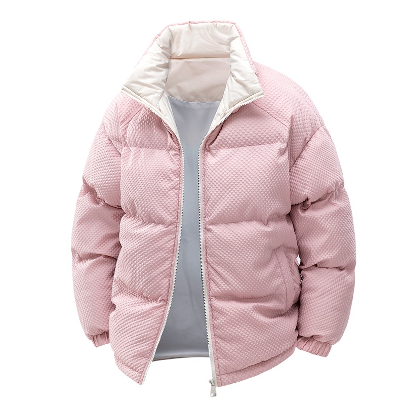 Stand-up Collar Granular Cotton-padded Clothes For Men And Women, Loose And Thickened Cotton-padded Clothes For Couples, Cotton-padded Jackets For Men_viptrois.com