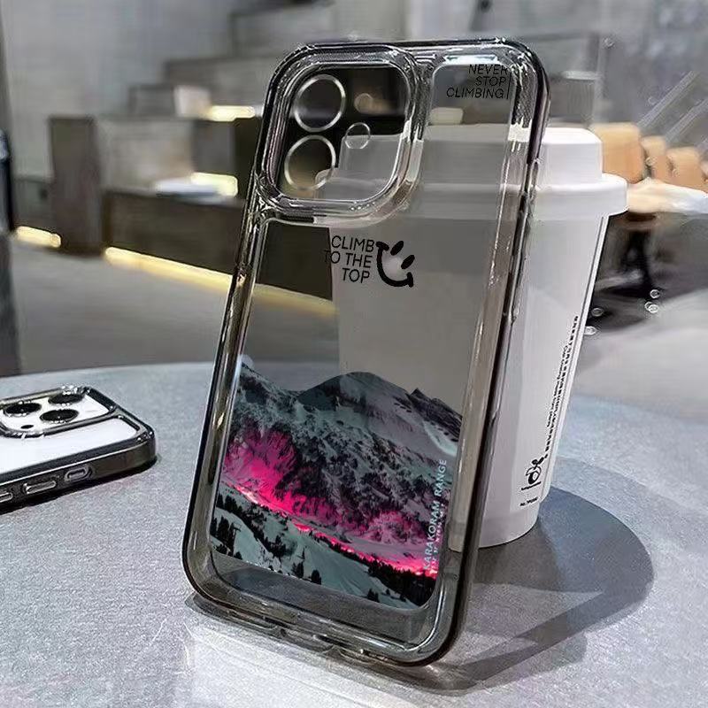 Funda para teléfono Blue Mountains compatible con Apple 17 Pro Max, a prueba de golpes, transparente para iPhone 16, estilo europeo y americano para 15, cobertura total para 14, 13