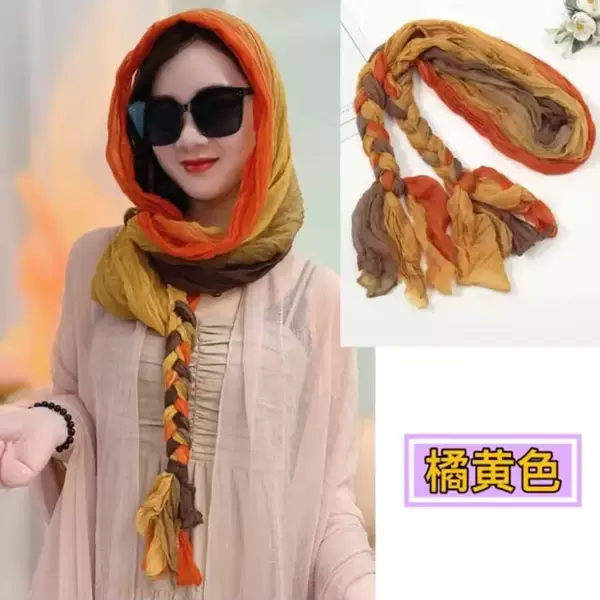 Braided Scarf, Summer Sun Protection, Sunshade, Turban, Travel Photo Taking, Fashionable, Versatile, Elegant, Silk Scarf Shawl