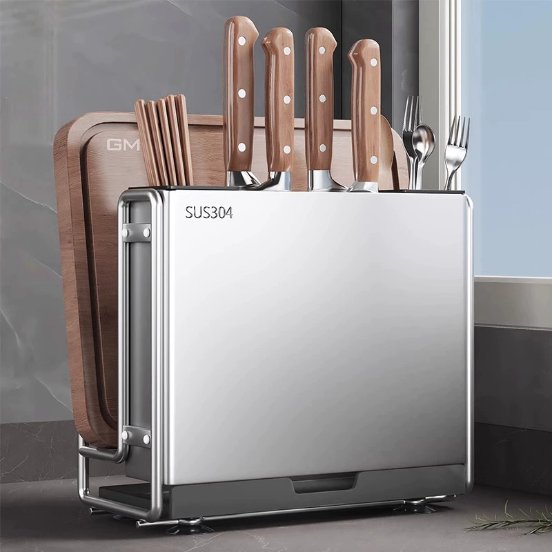 Немецкая стойка для кухонных ножей из нержавеющей стали Seiko 304, встроенная подставка для хранения палочек для еды, разделочная доска, многофункциональная стойка для хранения на столешнице