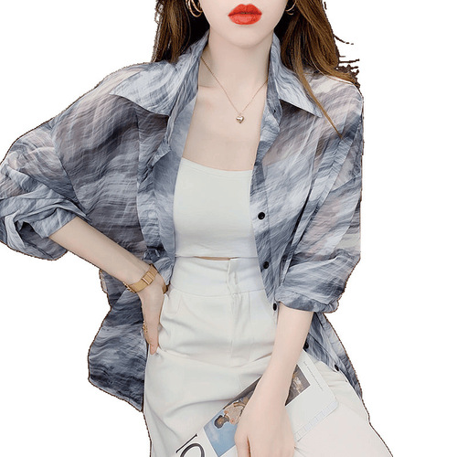 Summer 2025 Women's Casual Long-Sleeve Top with Design Sense, Small Brand Chiffon Shirt, Thin Air-Conditioning Wear