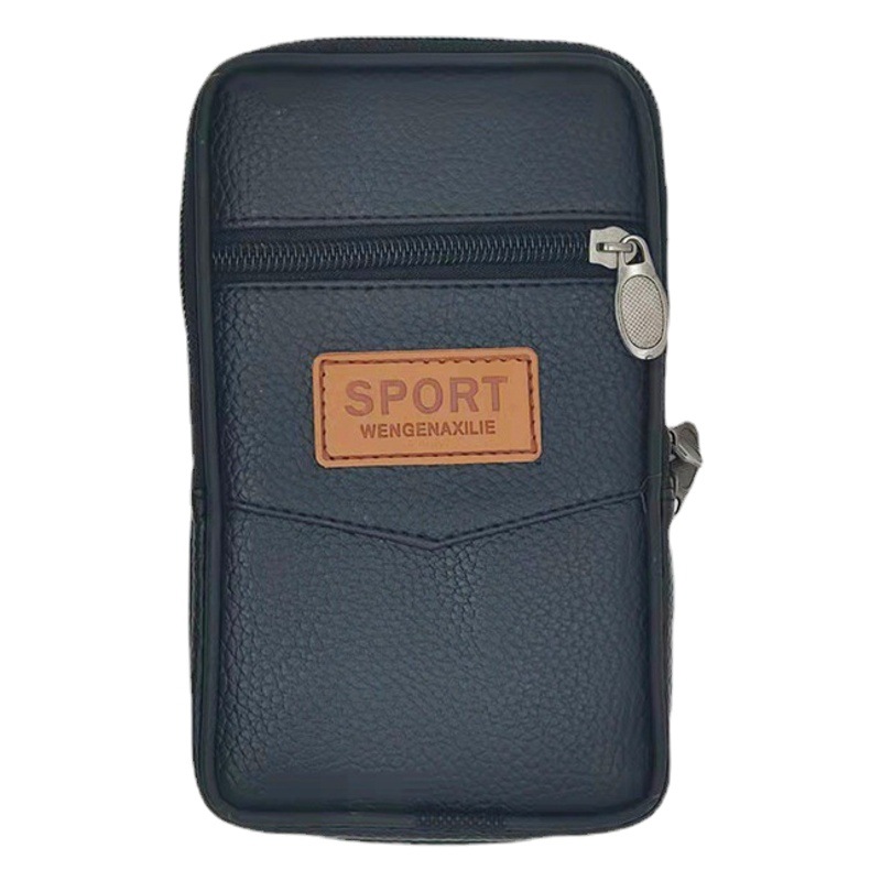 Men's vertical mobile phone waist bag horizontal coin purse PU leather outdoor sports belt hanging bag middle-aged and elderly large capacity hanging bag