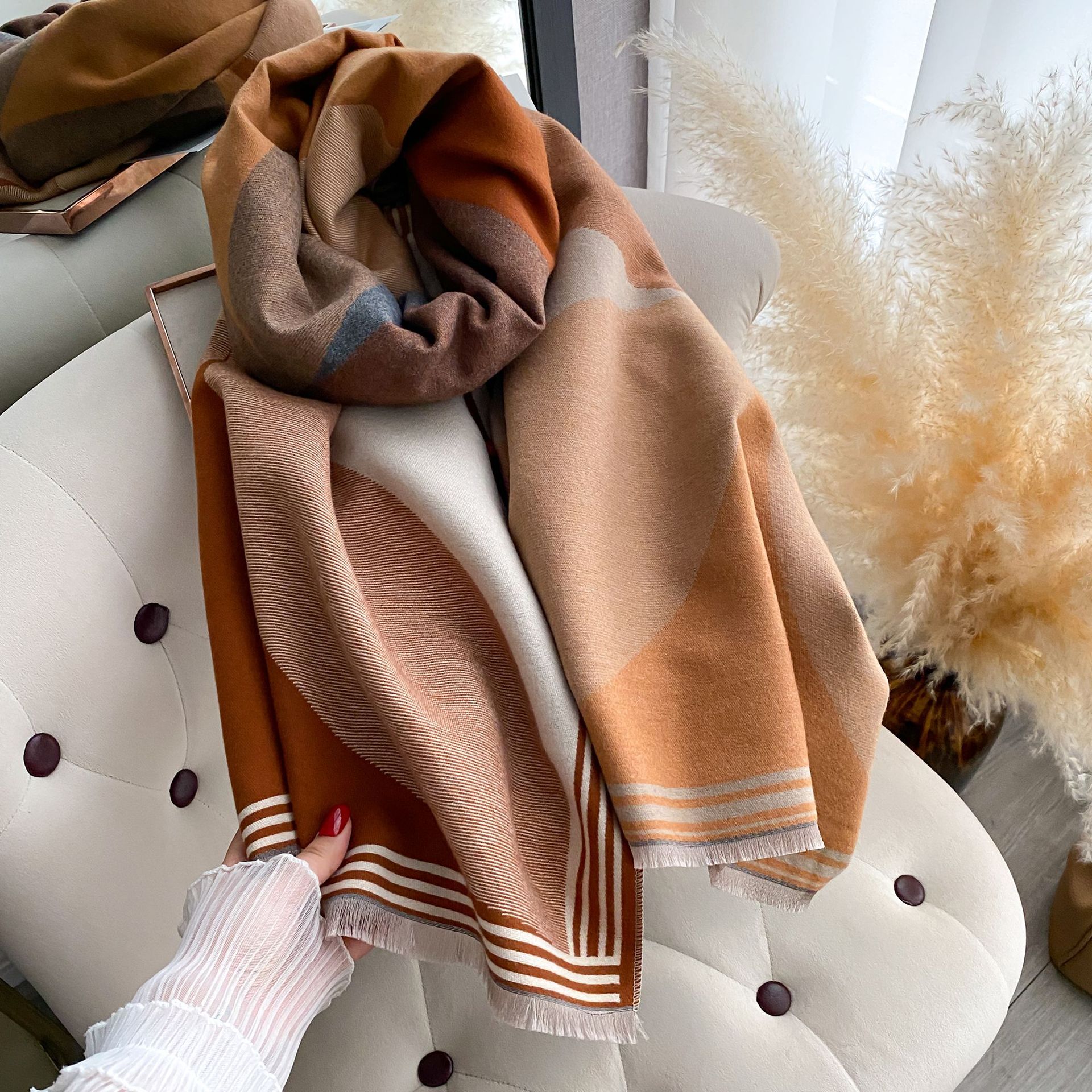 Nuevo paisaje Jacquard imita bufandas de cachemir para mujeres con aire acondicionado sala de chal de otoño y invierno grueso calentamiento largo babillo transfronterizo