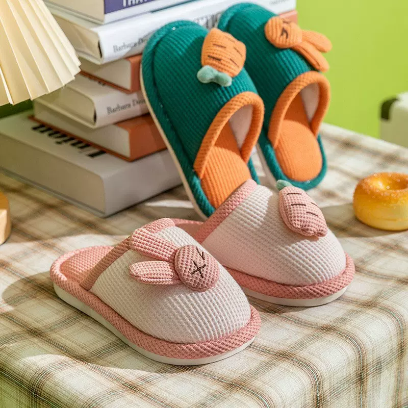 亚麻拖鞋儿童春秋透气男女四季家居拖鞋室内软底防滑亲子棉麻拖鞋