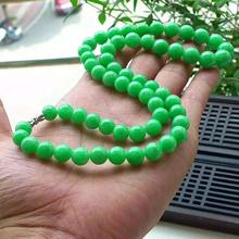 缅甸翡翠阳绿翠色珠链满绿玉石圆珠项链翡翠108佛珠多圈手串