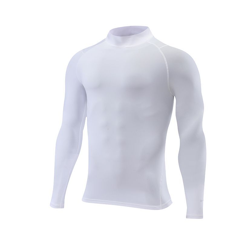 Primavera y otoño deportes de los hombres al aire libre de manga larga apretado entrenamiento de la aptitud de alta elástico apretado correr ropa de secado rápido en stock impreso LG