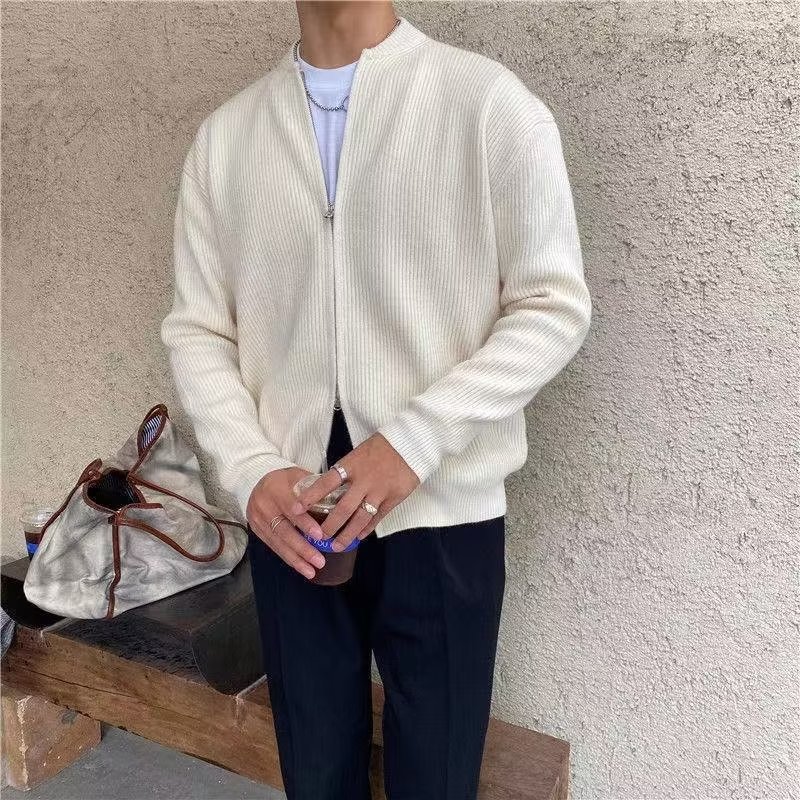 Herren Strickjacke Einfarbig Slim Fit Casual Strickpullover_voghion.com