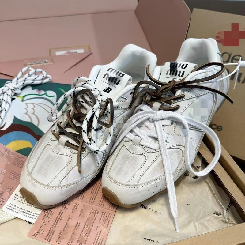 牛革ハイバージョン~miu共同ブランド本革メッシュ通気性ダメージ加工レトロクラシックスポーツシューズ男女兼用|undefined