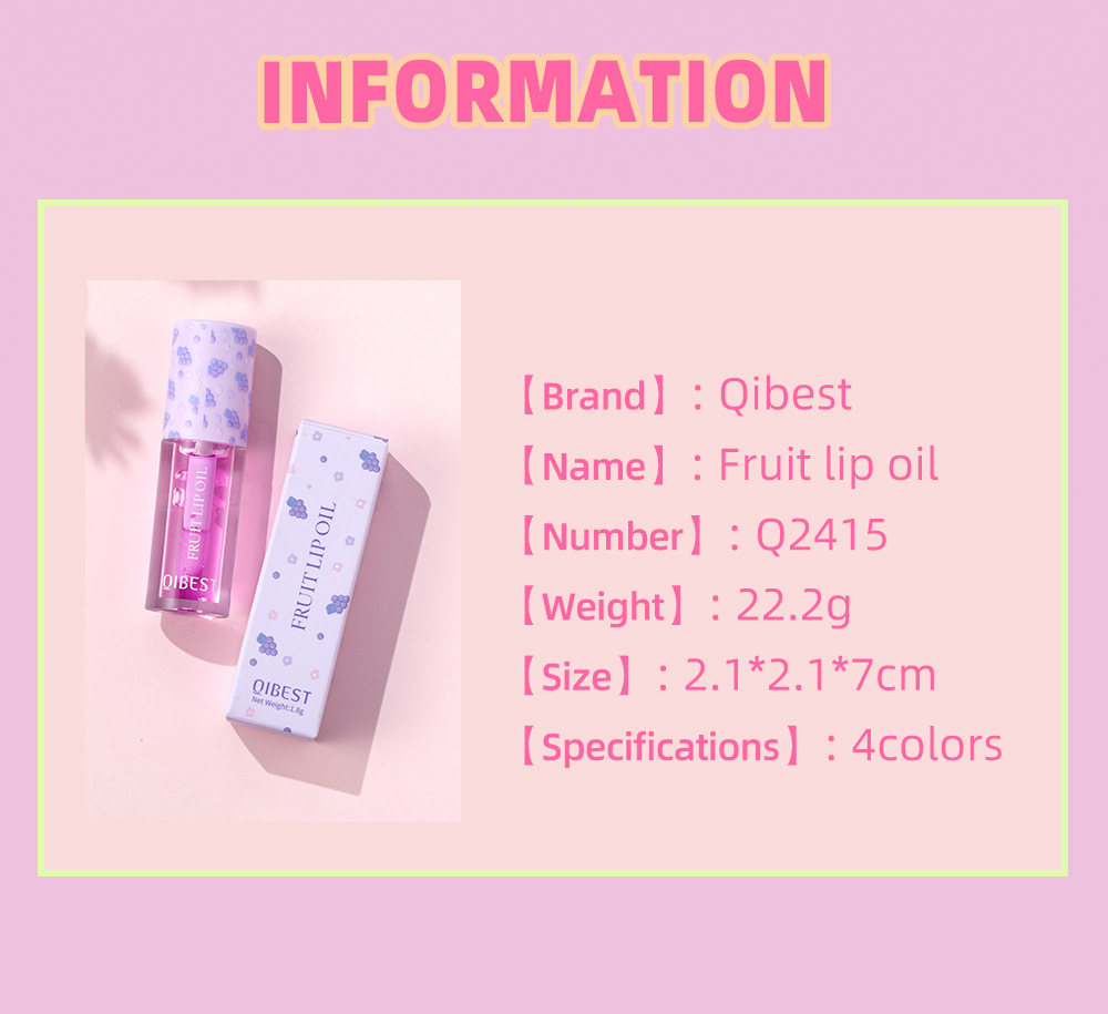 QIBEST Cross-border Mirror Lip Oil Fruit-flavored Moisturizing, Nourishing, Repairing, Translucent and Anti-dryness Lip Cracking Honey Makeup undefined