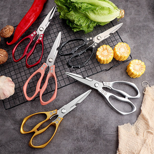 Spot kitchen stainless steel shear clip walnut scraping fish scale cut chicken bone vegetable food multifunctional household scissors