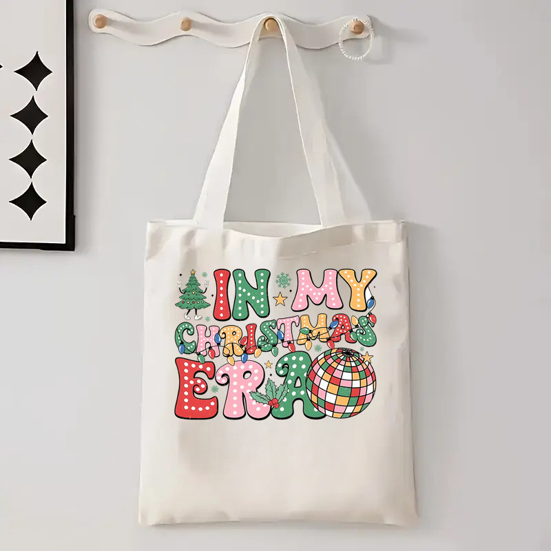 Cross-Border Men and Women Christmas New Year Canvas Bag Student Portable Storage Handbag Shopping Travel Shoulder Bag Cross-Border Men and Women Christmas New Year Canvas Bag Student Portable Storage Handbag Shopping Travel Shoulder Bag