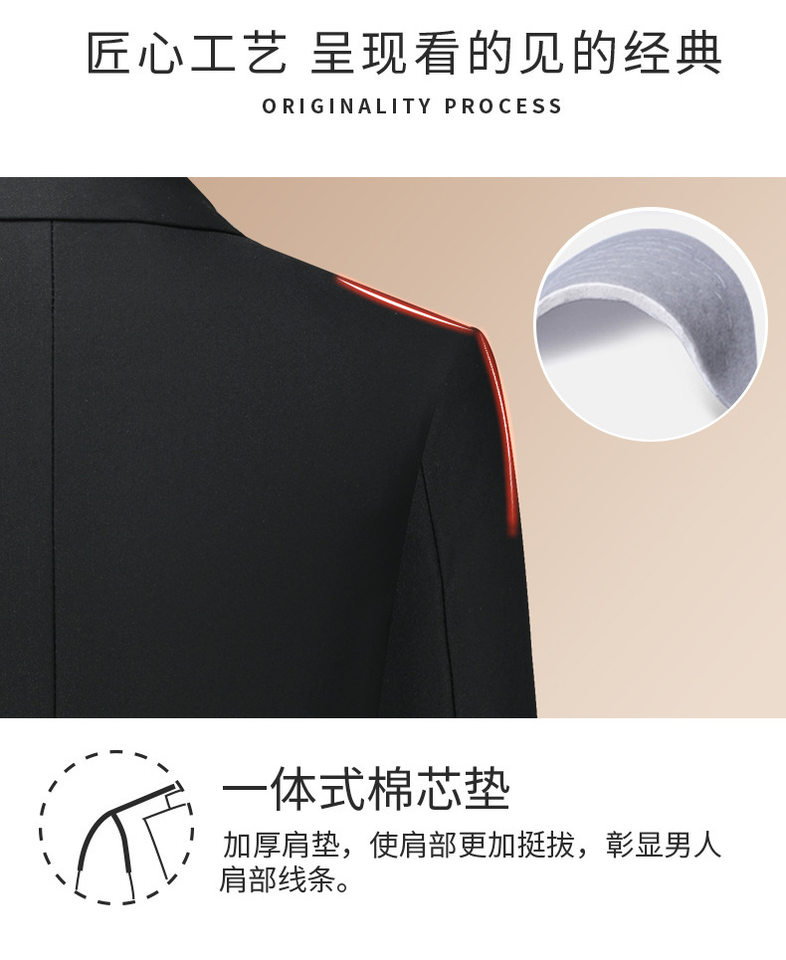 Bộ vest nam công sở dáng thon, áo vest một hàng cúc xẻ tà bên hông, phù hợp đi làm và dự đám cưới — Màu đen, Xanh navy, Đen xanh lục chi tiết 11