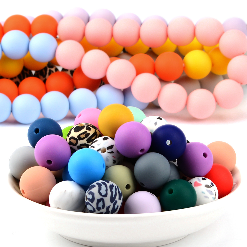 Silicone New 9/12/15mm candy color silicone beads baby gum jewelry accessories DIY bracelet loose beads wholesale