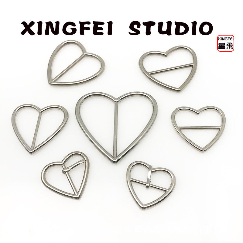现货锌合金爱心三档钎子扣 横档竖档装饰桃心日字扣 cos装饰扣
