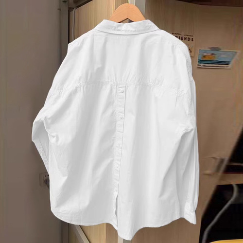 2025 New Korean-Style Design Blue Shirt Jacket Spring and Autumn Women's French Sunscreen Blouse Loose Long-Sleeve Top