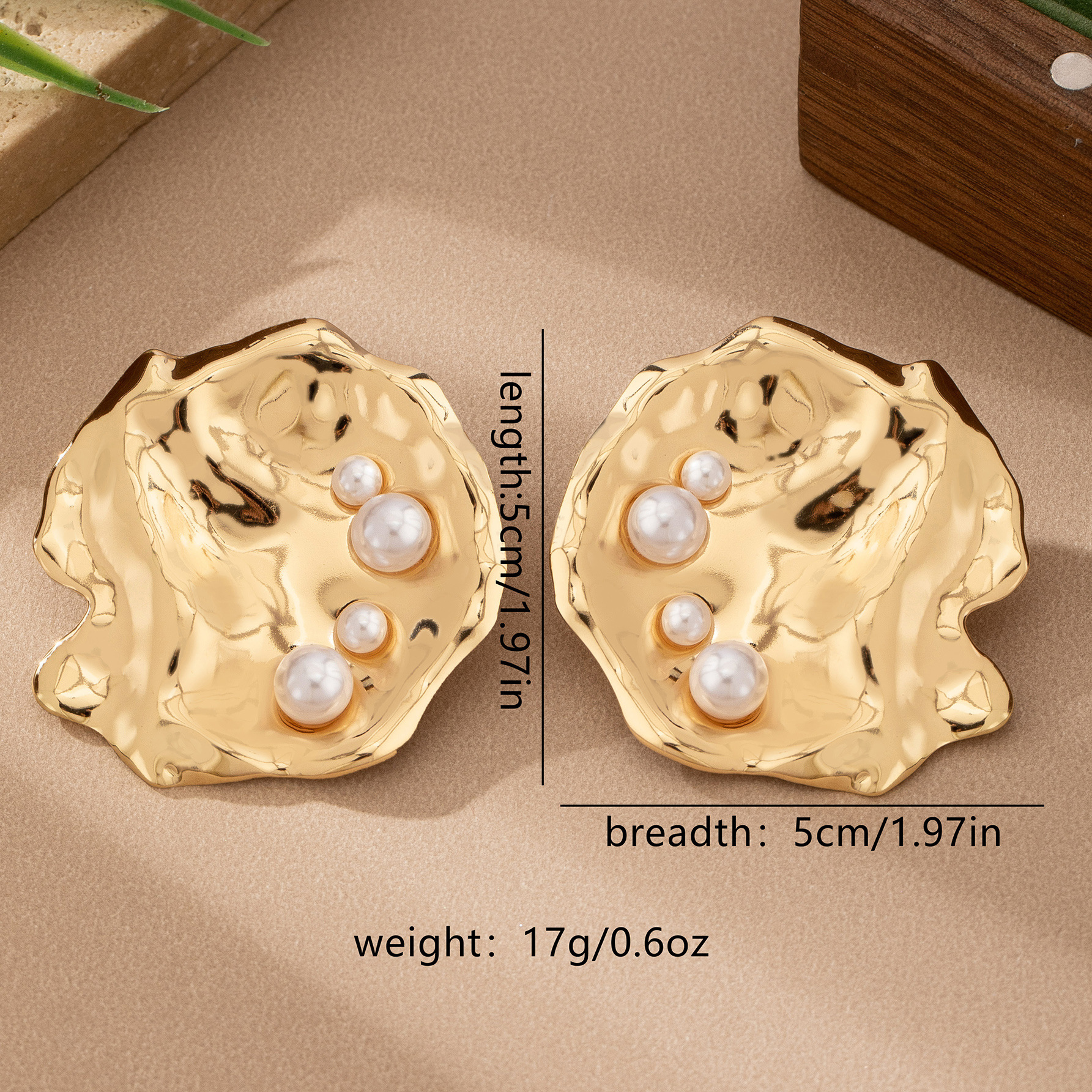 Imitation Pearl Inlay Material Ear Studs Classification 1 Pair Classic Style Irregular Plating Alloy Imitation Pearl Ear Studs