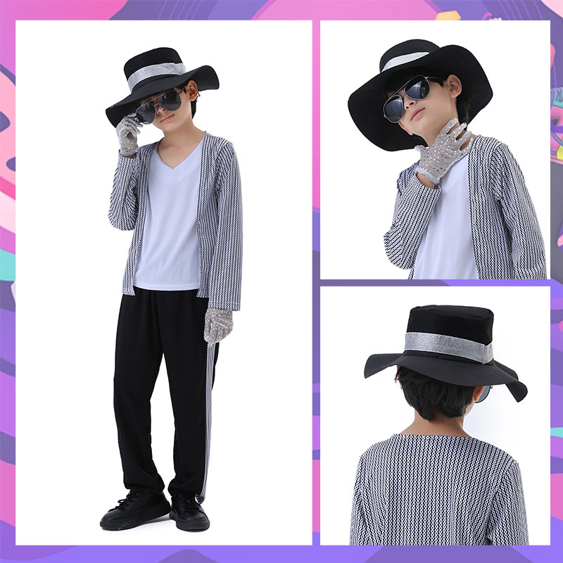 Michael Jackson Children's Costume Halloween Cosplay Star Superstar Stage Party Christmas Stage Outfit Dance Party