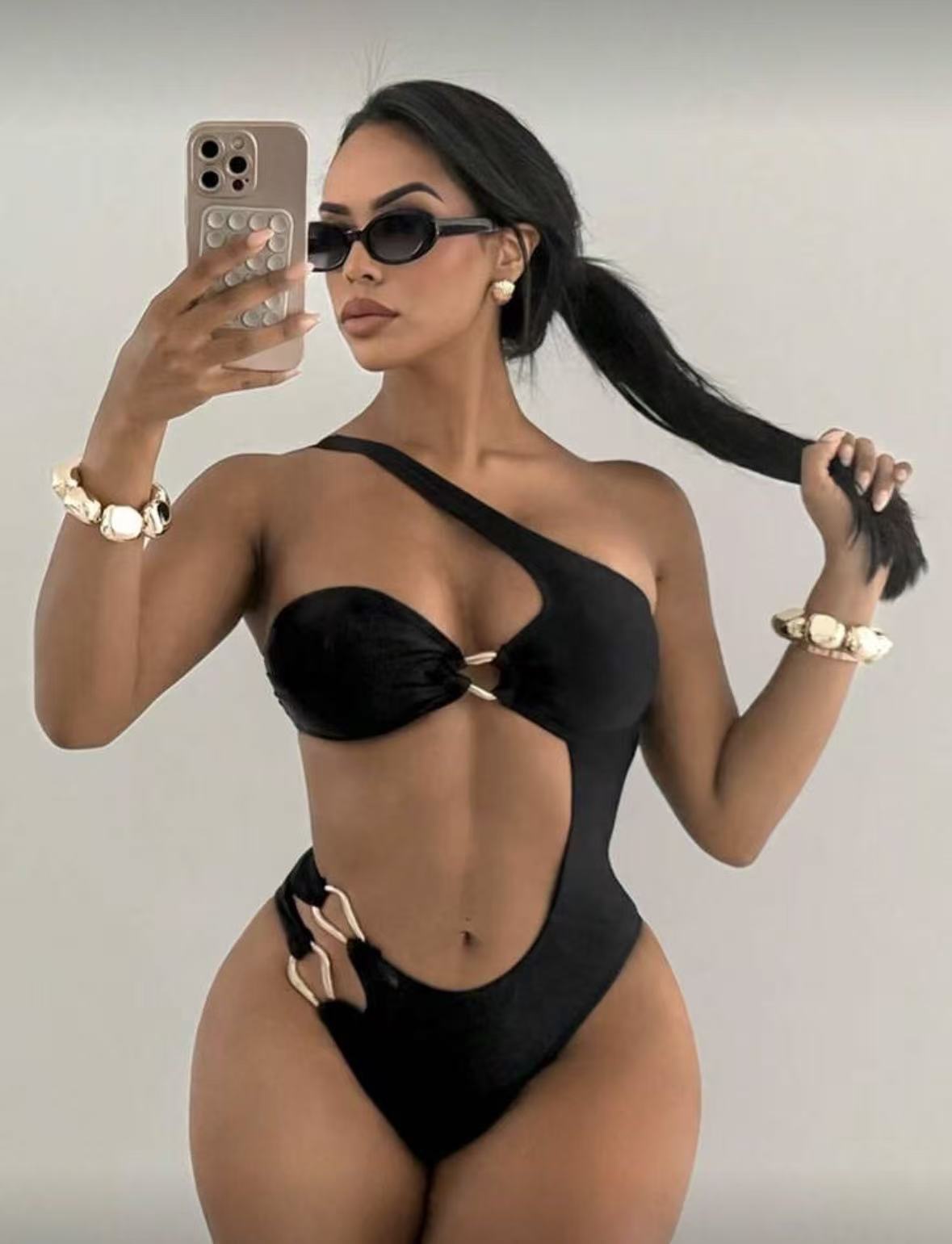 Stock2026 Europa y los Estados Unidos nuevos bikini unidos bikini color sólido sexy trajes de baño transfronterizos trajes de baño