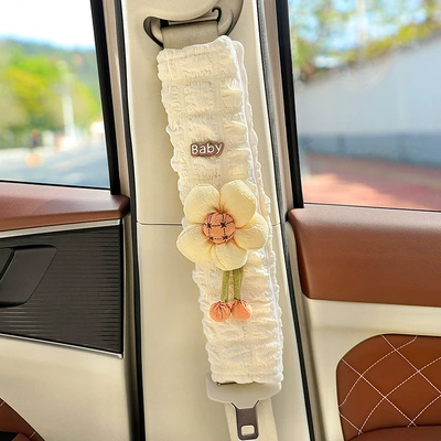 Car Seat Belt Shoulder Cover, Seat belt shoulder pad - light-colored-sunflower-puff-shoulder-pads-30cm-single-no-specifications