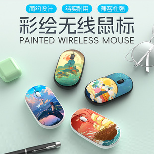 Brand New R8 Wireless Mouse Office Pebble Mouse Anime Painted Pattern Bluetooth 2.4g Mouse in Stock