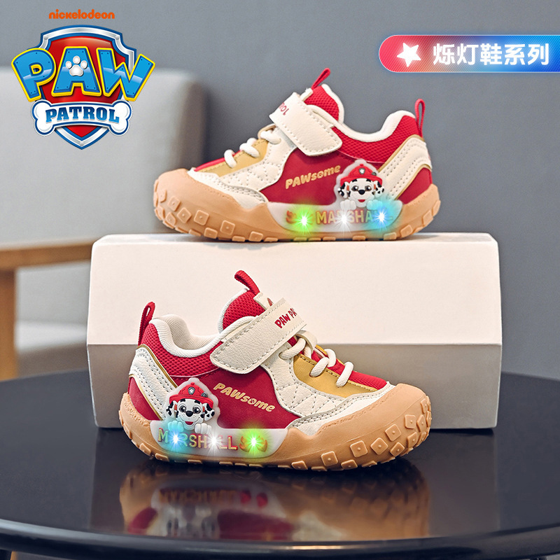 Paw Patrol Boys' Light-Up Walking Shoes 2026 Autumn New Soft Sole Non-Slip Lightweight Cartoon Color-Block Design