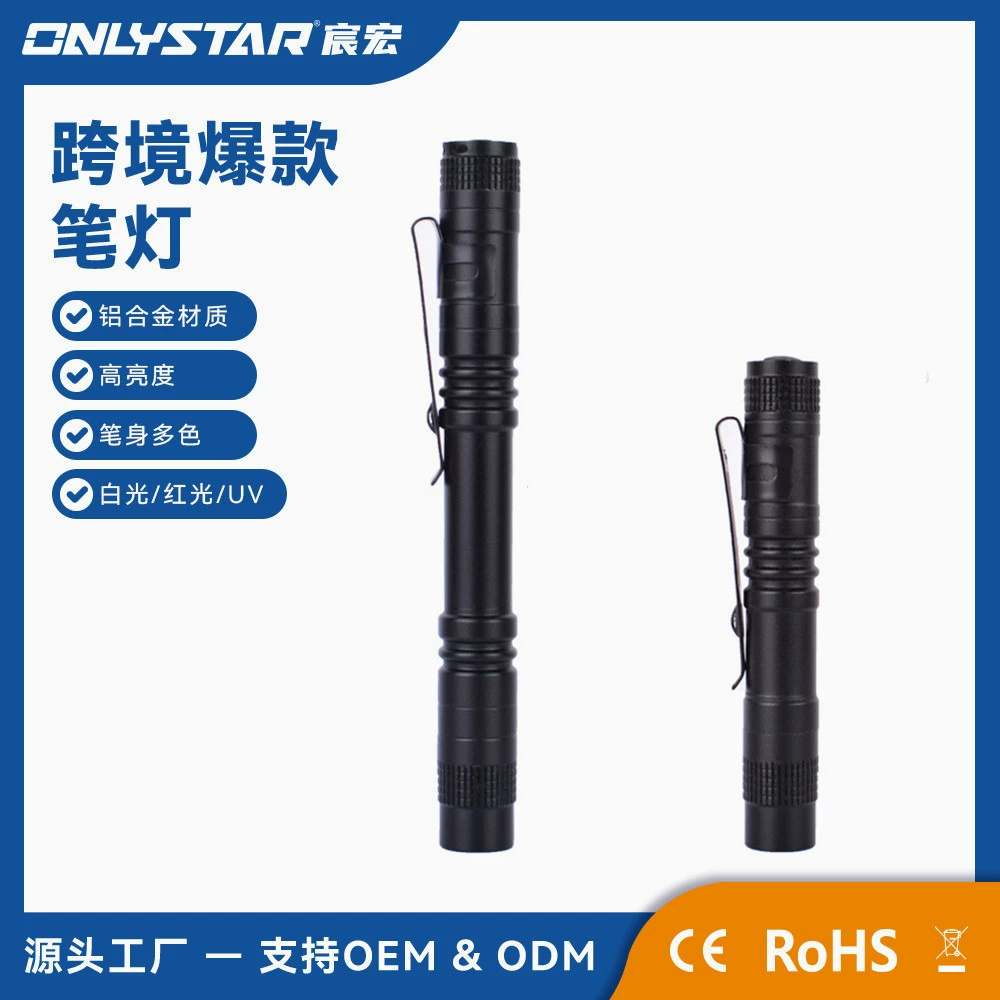Лидер продаж на внешнем рынке: миниатюрный фонарик-ручка из алюминиевого сплава с клипсой, мощный портативный фонарь XPE оптом