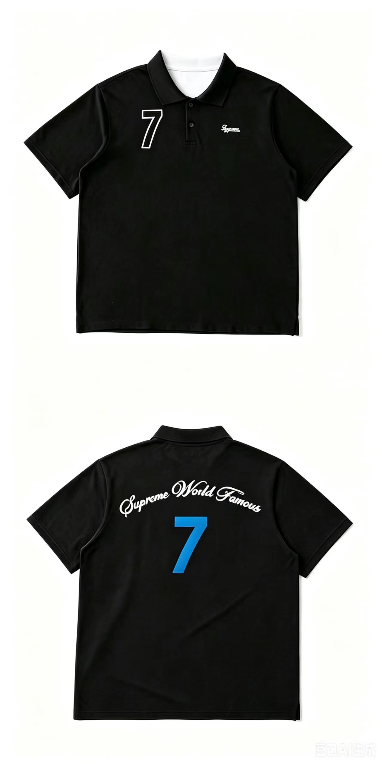 Supreme Jersey World Famous Script Number 7 Black