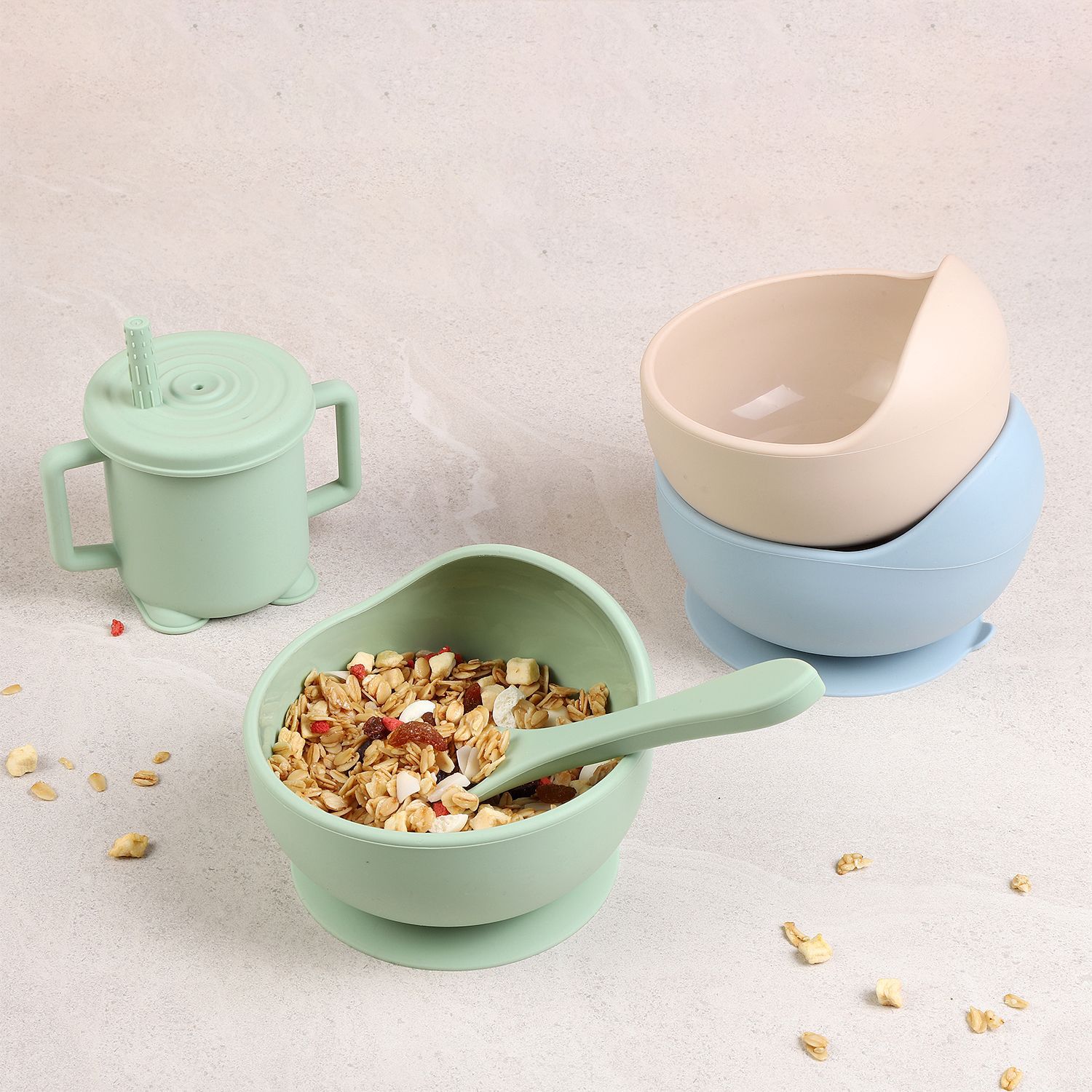 Tazón de alimentos complementarios para bebés, fideos de arroz especiales para bebés, tazón de aislamiento de agua y temperatura constante, vajilla para niños de acero inoxidable