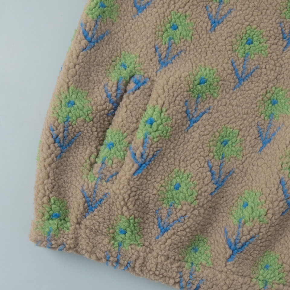 Áo nỉ lông cừu dệt jacquard nữ dáng rộng cổ cao nửa khóa kéo tay dài — Tím, màu xanh lá cây chi tiết 11