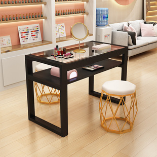 Simple Japanese-Style Nail Salon Special Tempered Glass Table Double Single Combination Manicure Table Beauty Internet Celebrity Economy