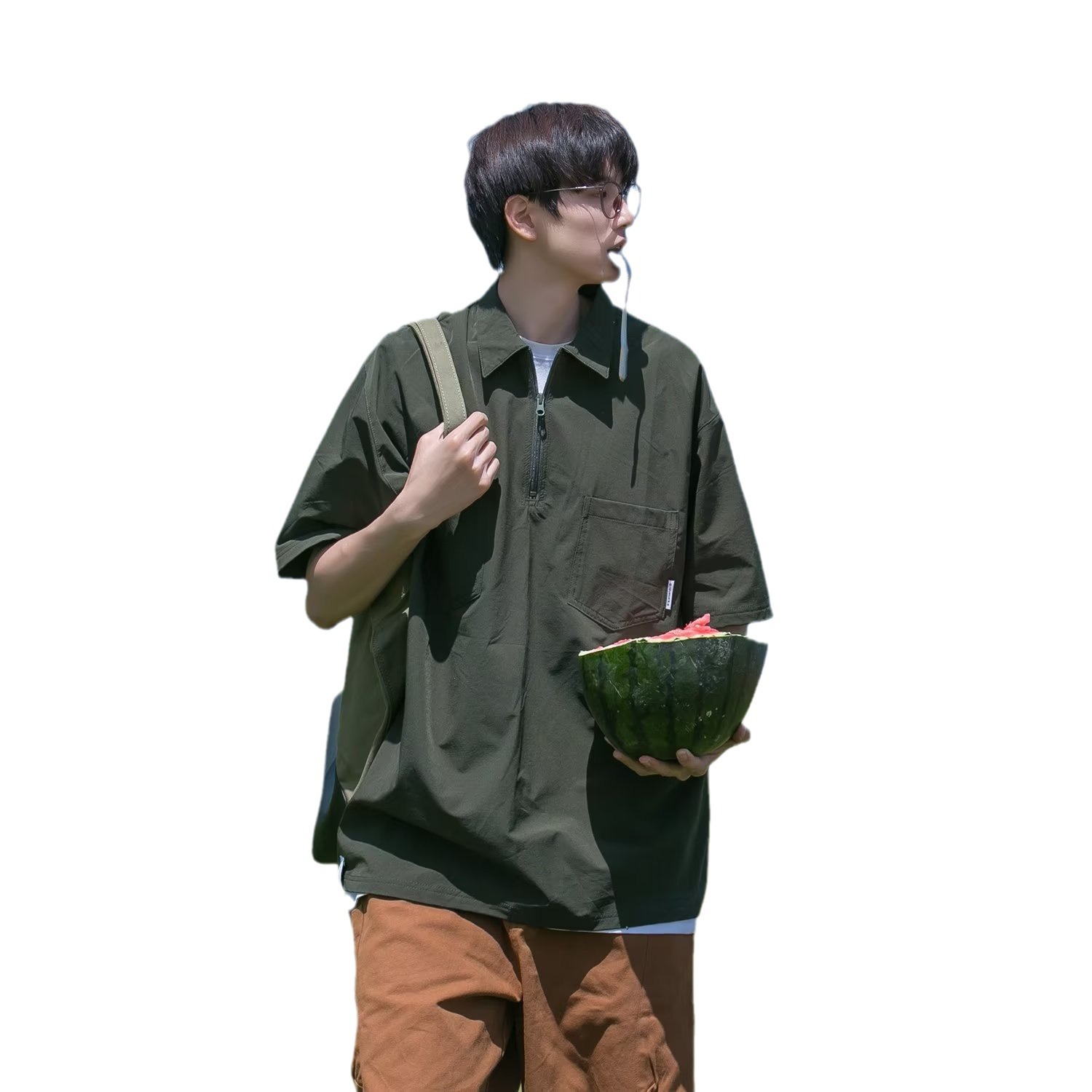 Camisa de Polo de manga corta de color sólido verano de los hombres ins marca de moda estilo de Hong Kong camiseta Suelta todo-fósforo de moda contraste color media manga superior hombres