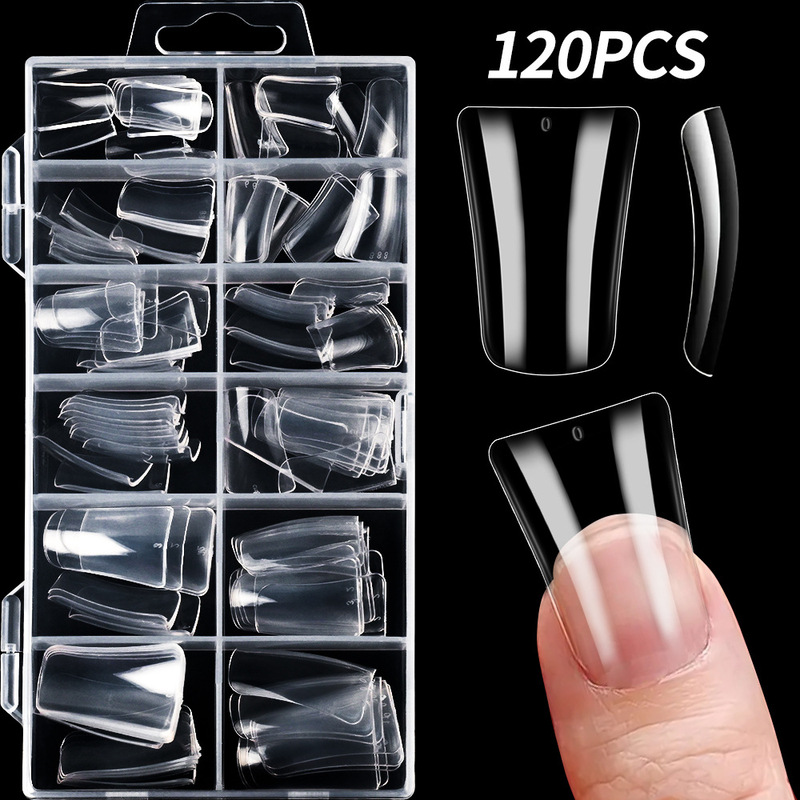 Cross-Border 120 Pieces of Duckbill-Shaped Special-Shaped Manicure Nails, Personalized Special-Shaped Short and Medium Duckbill Nails Boxed Wholesale