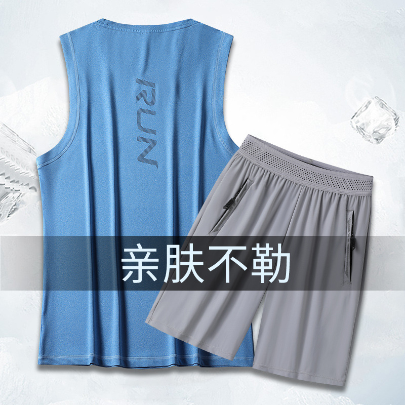 Verano running sports suit hombre entrenamiento de maratón atletismo ligero cool suit chaleco suelto hombre image 10