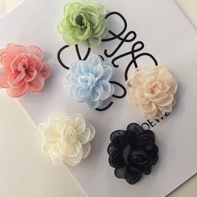 Accessories and Accessories Korean Style Burnt Edge Camellia Burnt Edge Mesh Gauze Flower DIY Head Flower Hair Accessories Shoes and Hats Flower Jewelry Accessories