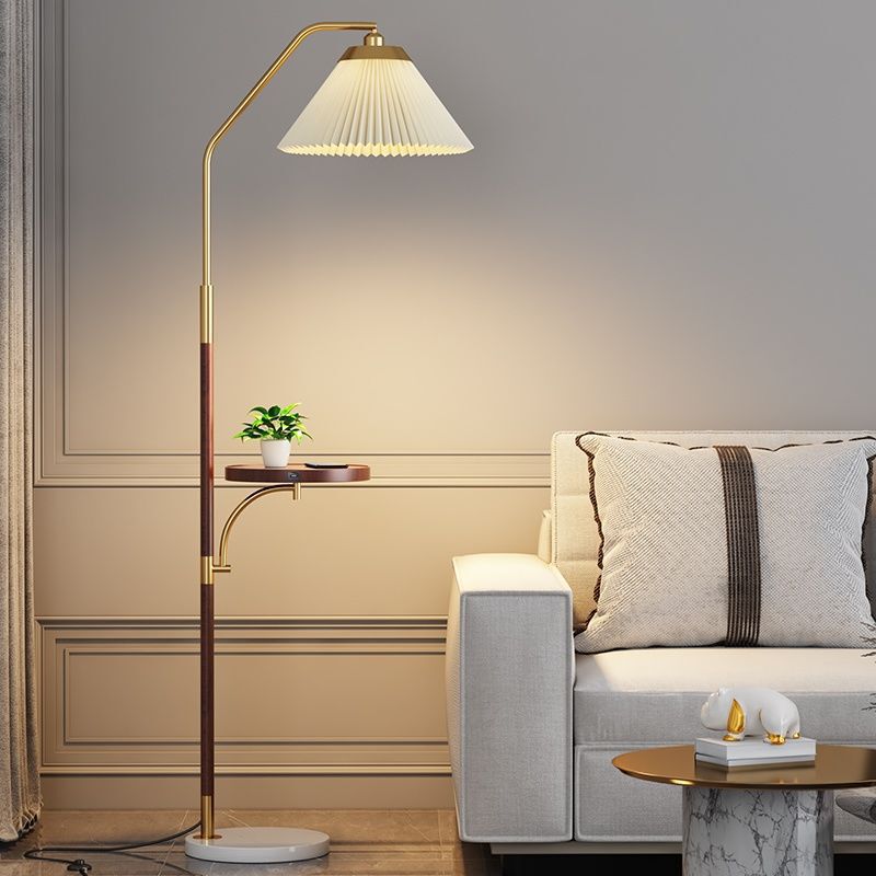 Retro Style Pleated American Light Luxury Living Room Floor Lamp Solid Wood Bedside Bedroom Study Storage Coffee Table Vertical Table Lamp Retro Style Pleated American Light Luxury Living Room Floor Lamp Solid Wood Bedside Bedroom Study Storage Coffee Table Vertical Table Lamp