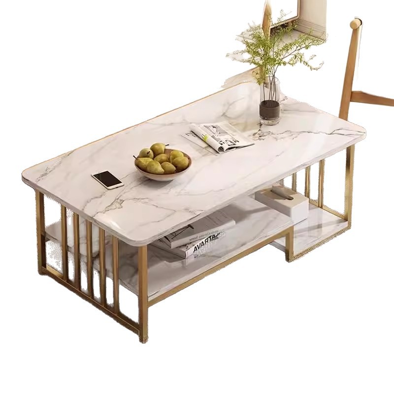 Mesa de té sala de estar doméstica 2025 nueva mesa de té pequeña casa de lujo ligero de alta sensación de alquiler de la casa de mesa cuadrada pequeña