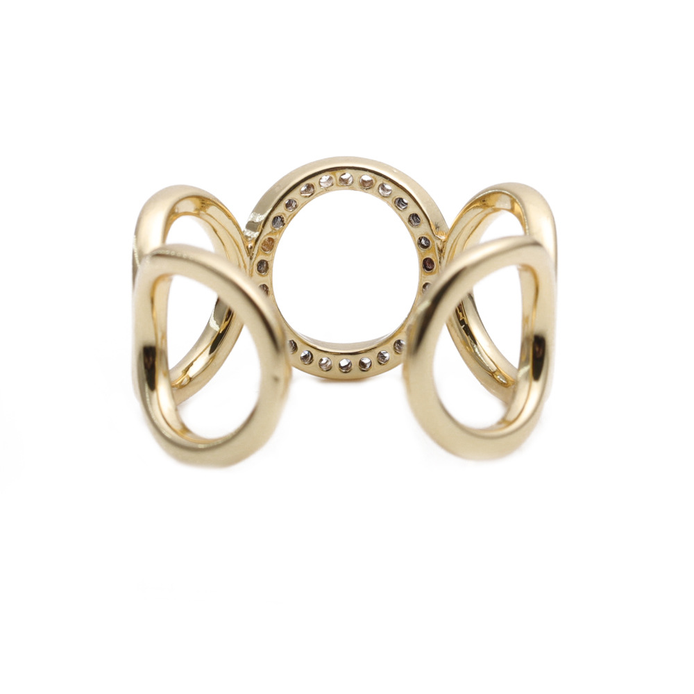 Fashion diamond chain wide openning ring