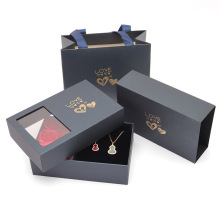 520永生花六朵玫瑰花长条戒指耳钉吊坠吊件项链精品礼盒包装盒子