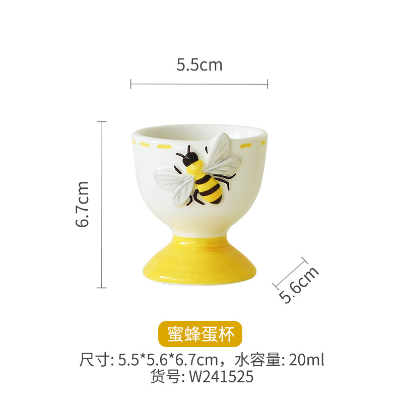Taza en relieve creativa, una sola pieza de huevo, una copa de vino de cerámica de alta temperatura, una linda taza de huevo de primavera de abeja, de alto valor