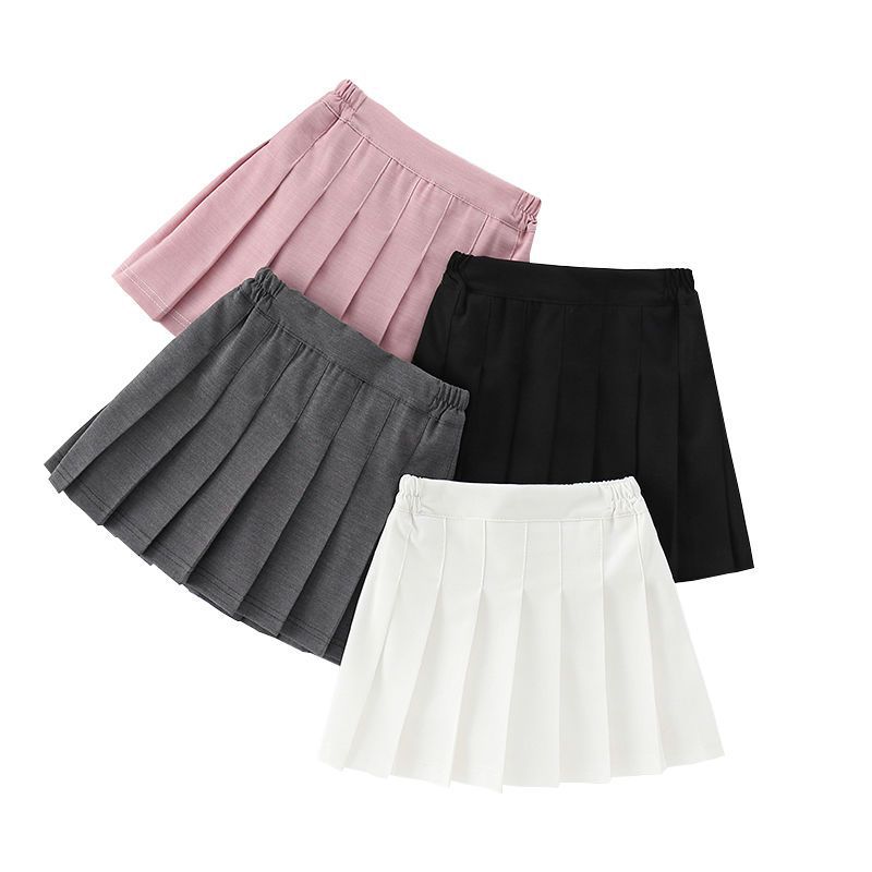 Girls Pleated Skirt Skirt Spring and Autumn Middle School Students Black White School Uniform Skirt Performance Children's Short Skirt