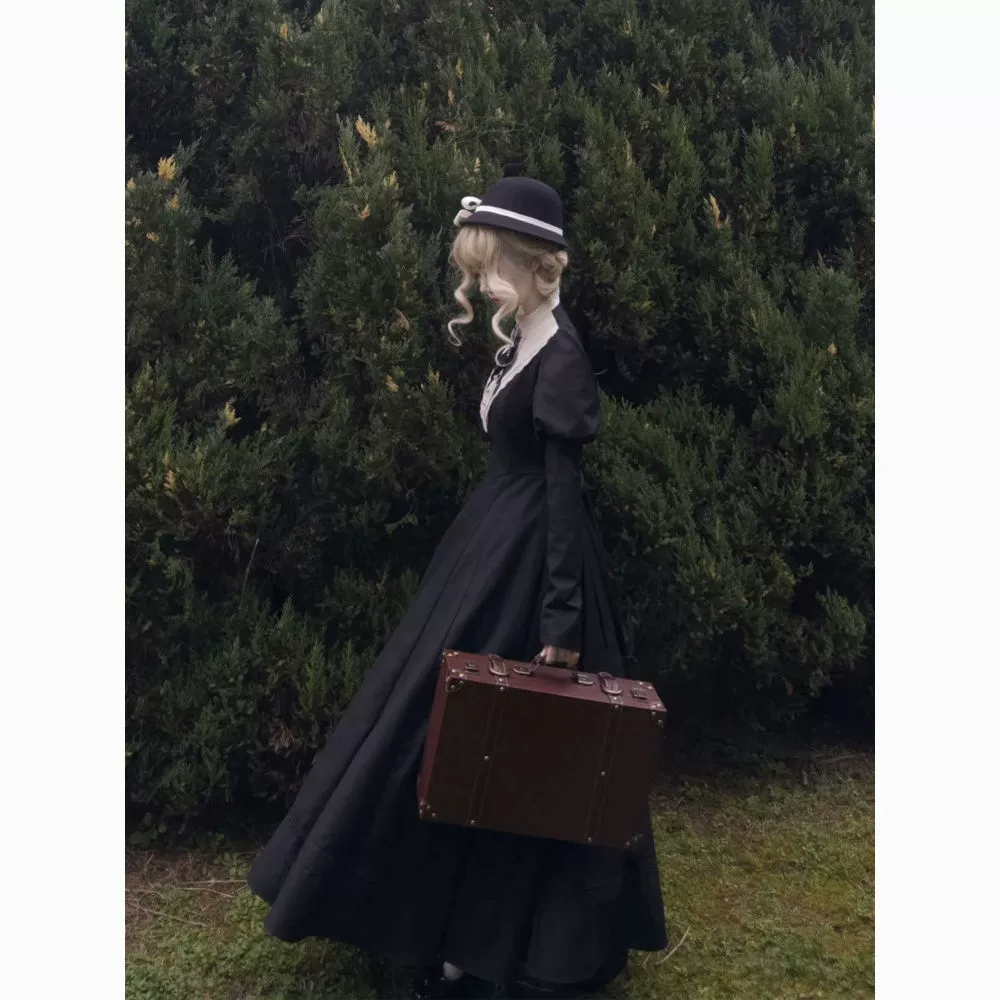 Длинное платье с талией в стиле готической монахини черного цвета в стиле лолиты для женщин