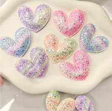 厂家直渐变色彩虹爱心桃心布艺饰品配件 diy鞋花服装发夹头饰材料