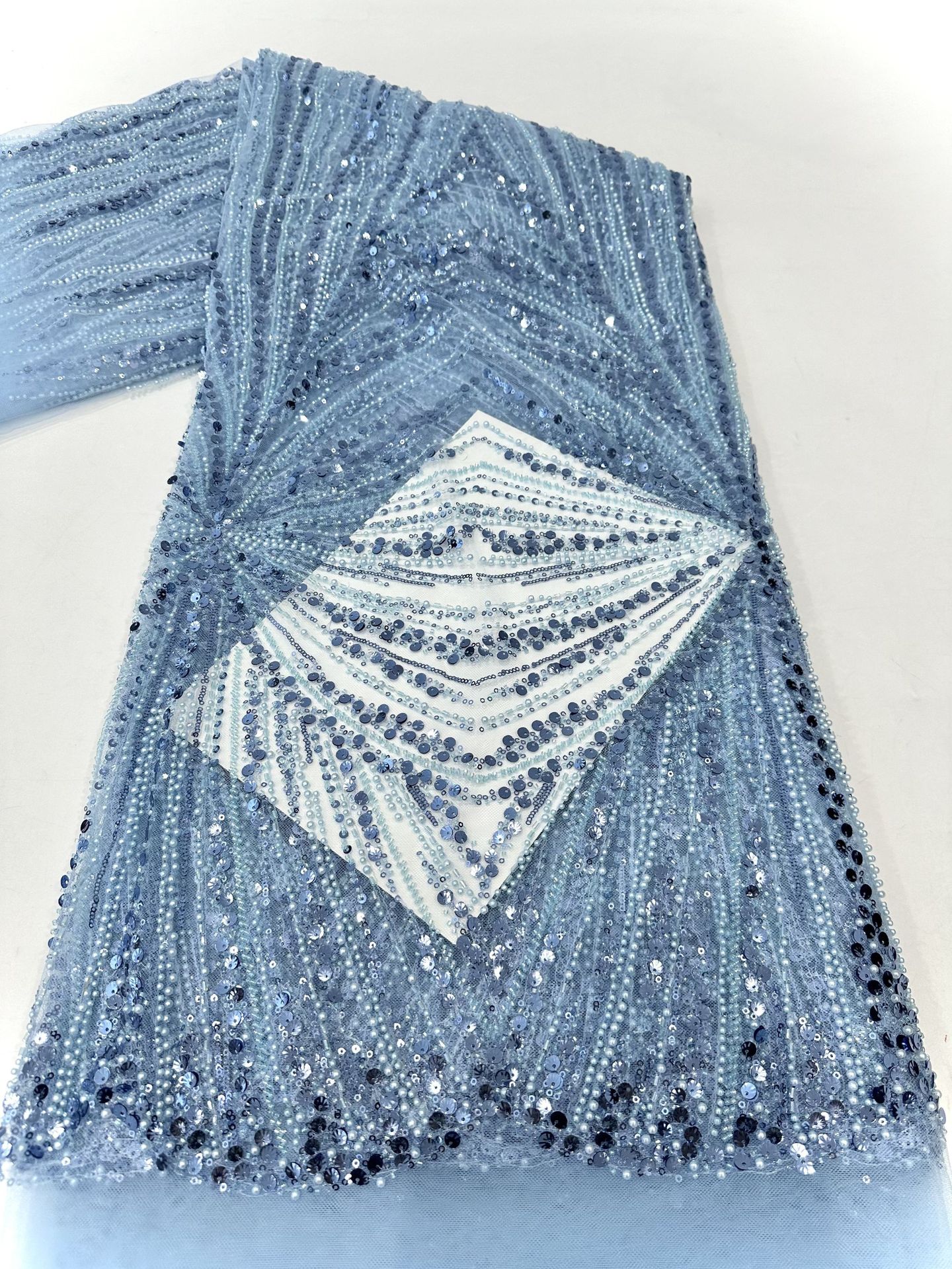 African Beads vestido de boda telas de perlas pesadas tubo de conchas de perlas telas bordadas sequillas vestido de fiesta hilo de encaje image 9