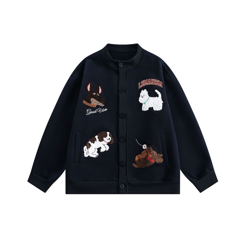 春秋季百搭潮卡通毛巾绣棒球服外套男洋气春季潮牌情侣款夹克上衣|undefined