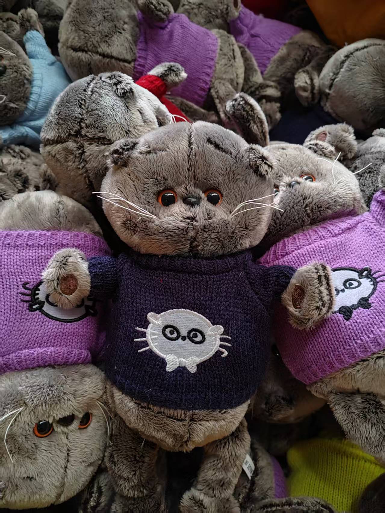 Süße Schwarze Katzen Plüschfigur Weiche Kätzchen Kuschelpuppe_voghion.com