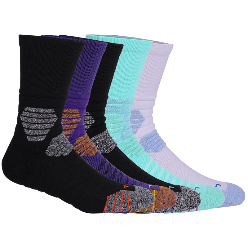 Calcetines de baloncesto Elite para hombre de Mingjun Training, parte inferior de toalla gruesa, calcetines deportivos antideslizantes, prácticos calcetines de baloncesto Elite hasta la pantorrilla.
