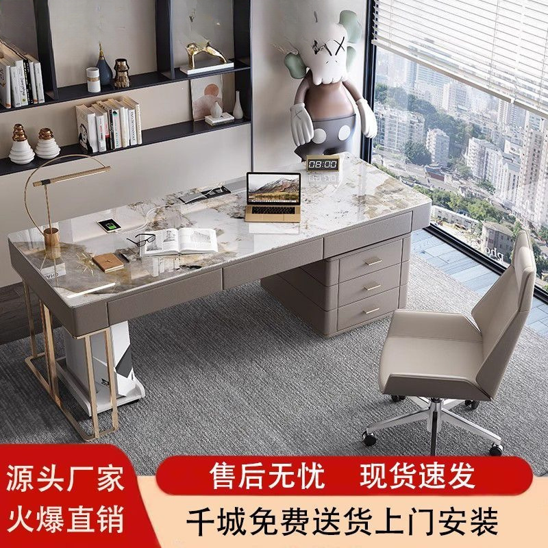 Modern Minimalist Light Luxury Slate Desk for Home Use, Italian Designer Computer Desk, High-End Office Desk and Chair, Writing Desk Modern Minimalist Light Luxury Slate Desk for Home Use, Italian Designer Computer Desk, High-End Office Desk and Chair, Writing Desk