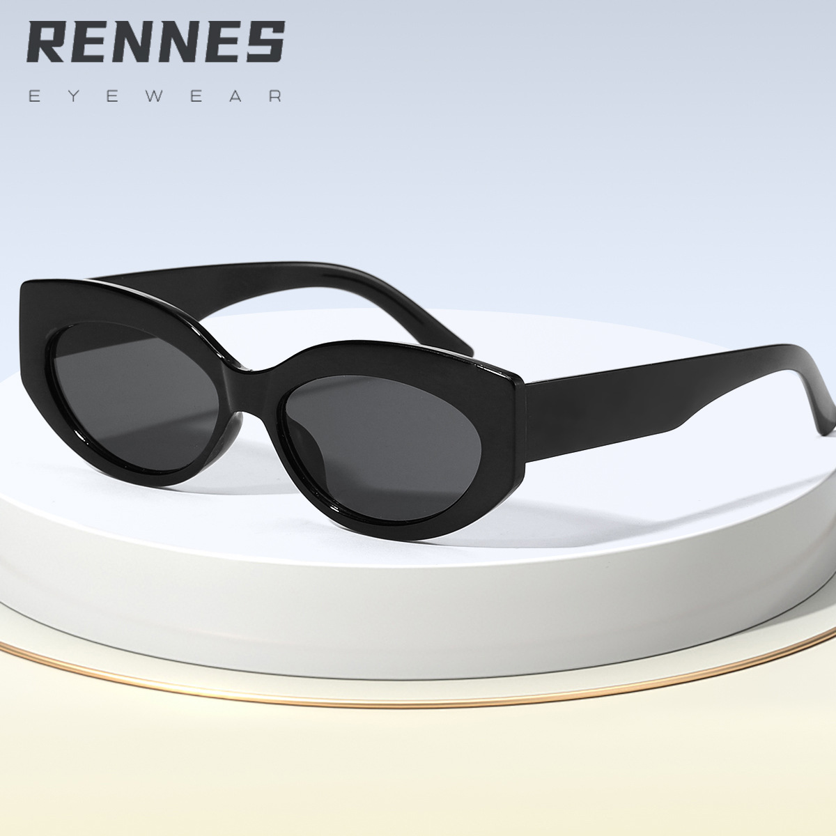 2024 Nueva pierna ancha retro pequeño marco ojo de gato gafas de sol personalizadas transfronterizas europeas y americanas gafas de sol de moda de protección UV para mujeres