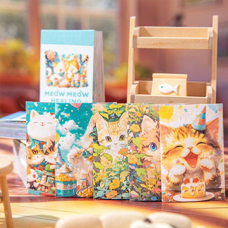 Hermoso día lindo pegatinas para mascotas Douben Meow Meow Healing Club Series Dibujos animados Material de cuenta manual Collage decorativo